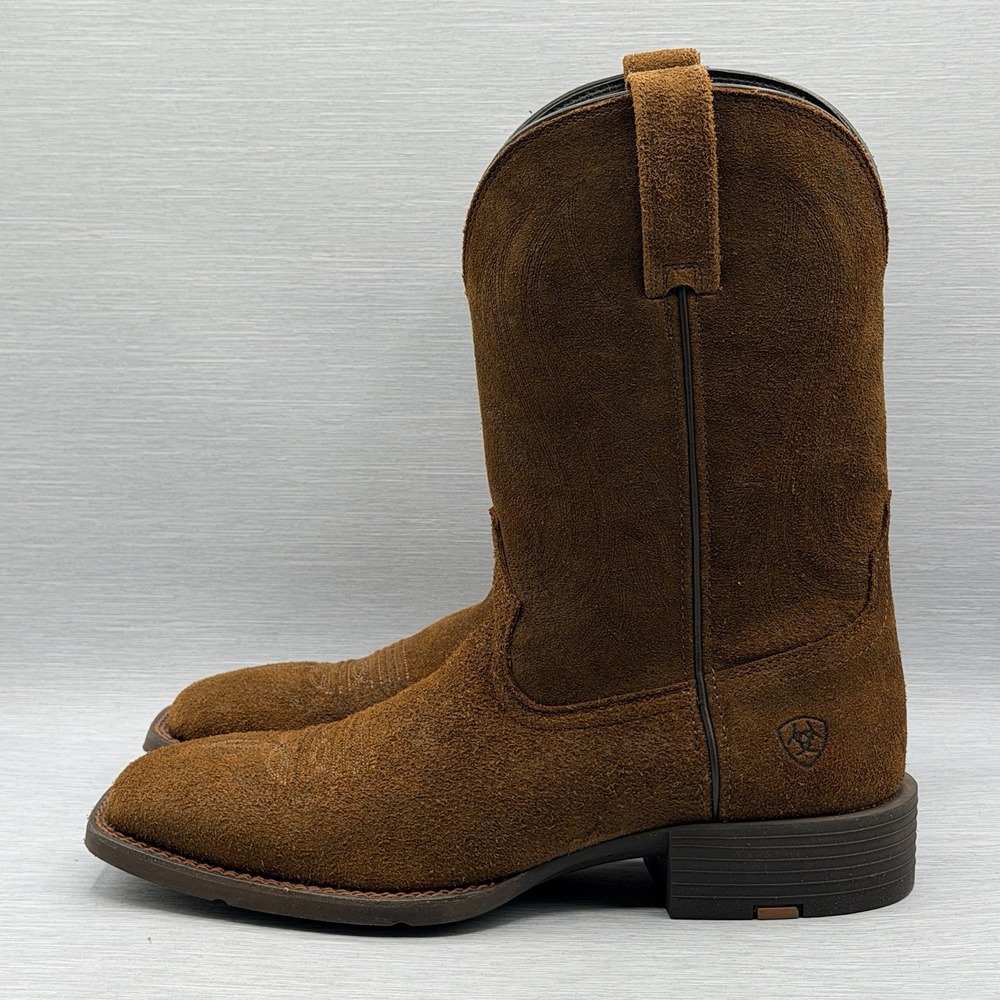 Ariat Men's 10.5 Brown Suede Cowboy Boots Square Toe Sport Big Country Roughout - Picture 15 of 15
